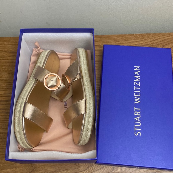 NWB Stuart Weitzman Metallic Leather Espadrille Sandals - Picture 7 of 7